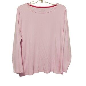 Talbots Plus Pink Pima Cotton Long Sleeve Boat Neck T-Shirt Size 2X